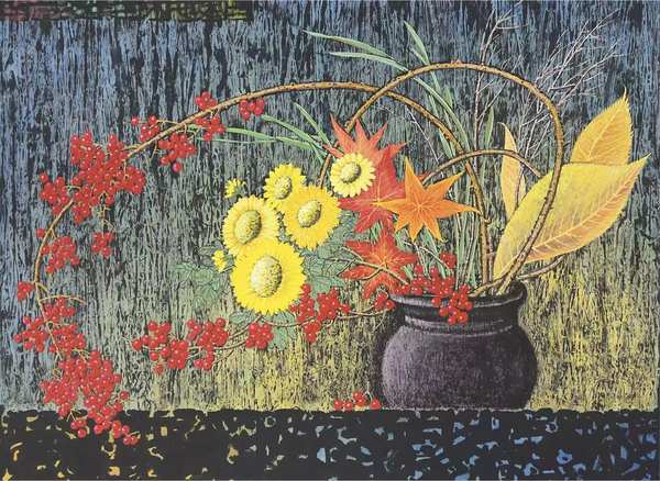 Floral Vessel — Japanese ink painting by Sou A Kou